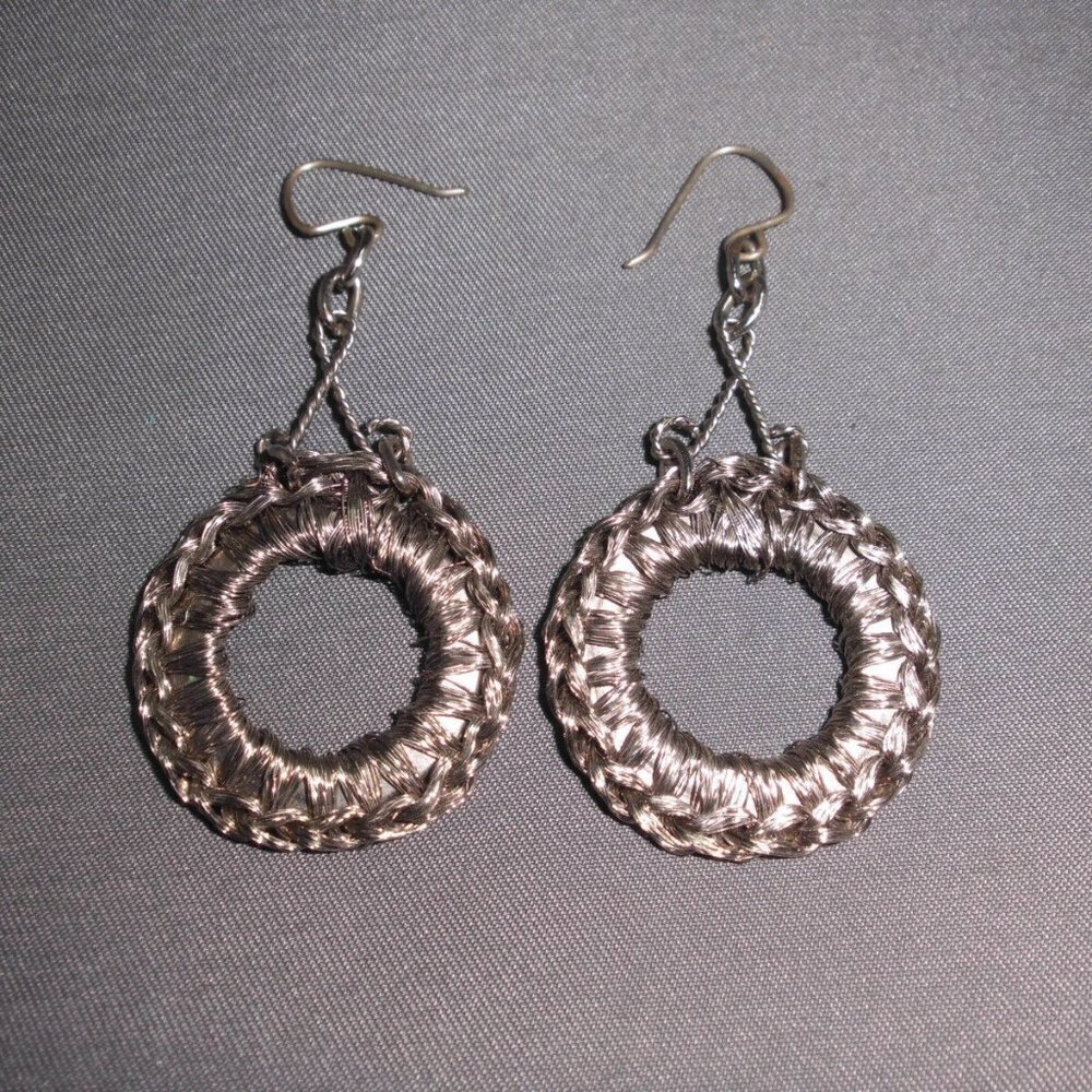 Metal Wrapped Wreath Dangle Earrings